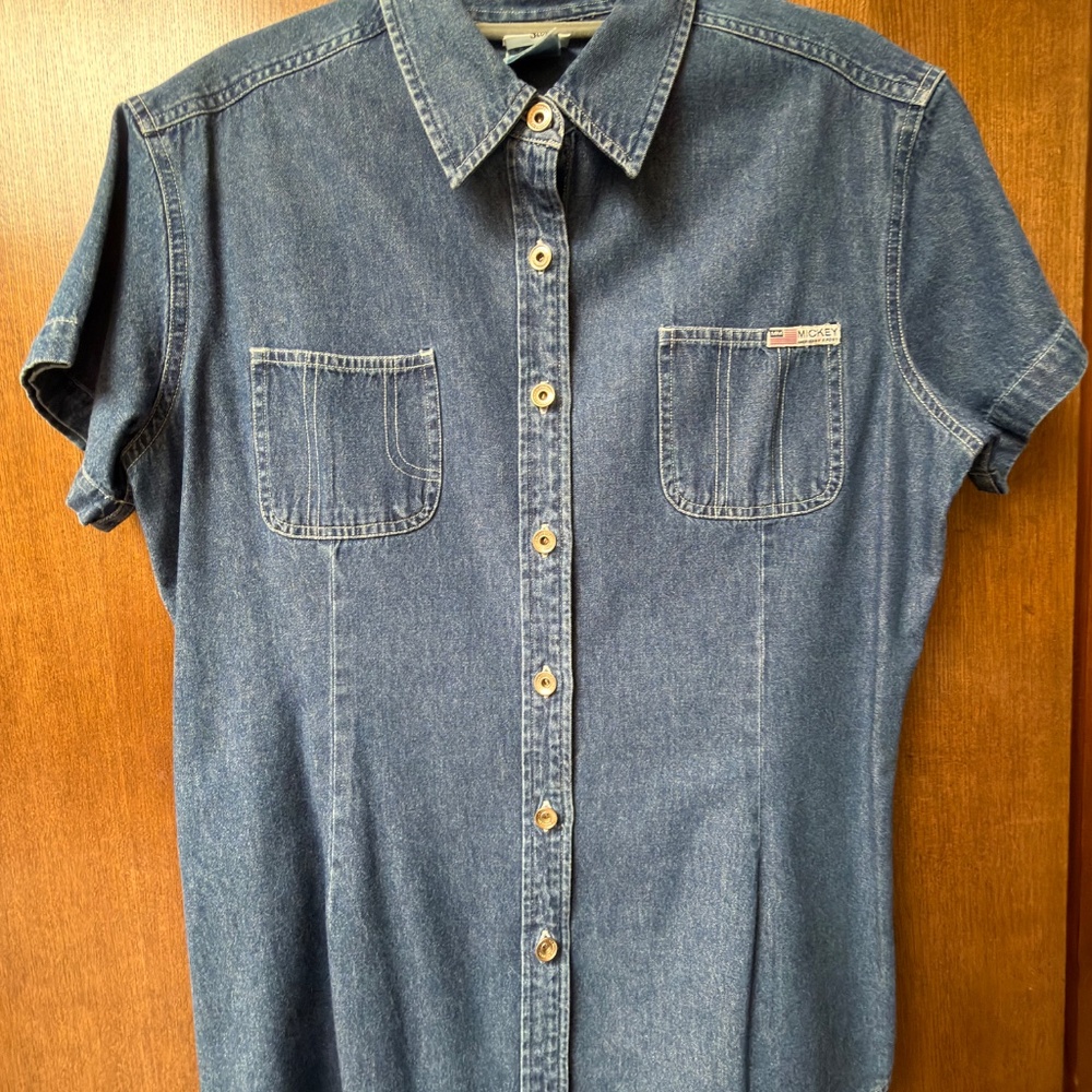 $75 Disney vintage denim camp shirt size L - Picture 7 of 11